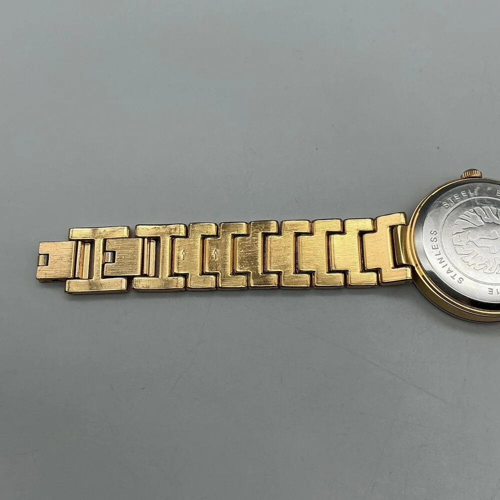 Anne Klein Womens Watch 32mm Champagne Dial Gold Tone Diamond New Battery 7.25